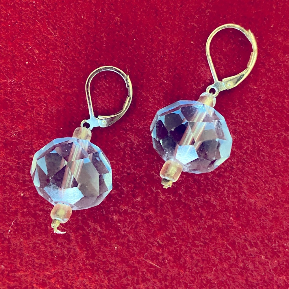 Handmade Silver Faceted Stone Drop Earrings